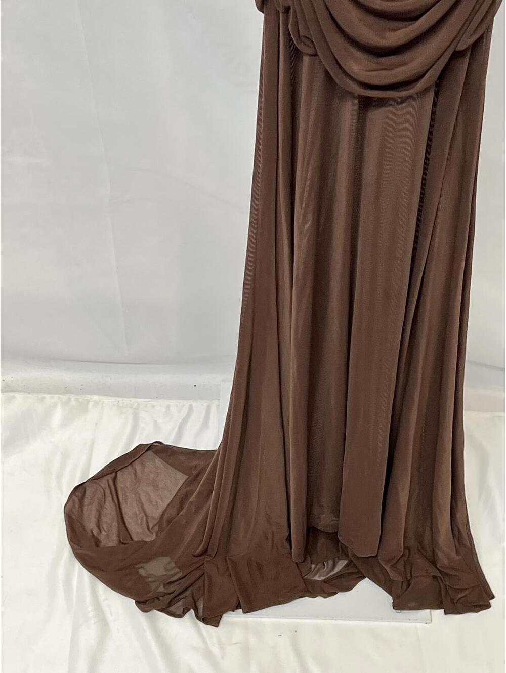 Amanda Uprichard x REVOLVE Evianna Mesh Gown in Chocolate Brown - Picture 6 of 12